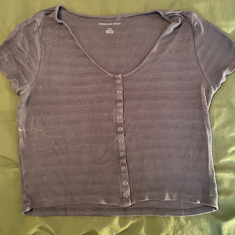 Navy ribbed cropped top